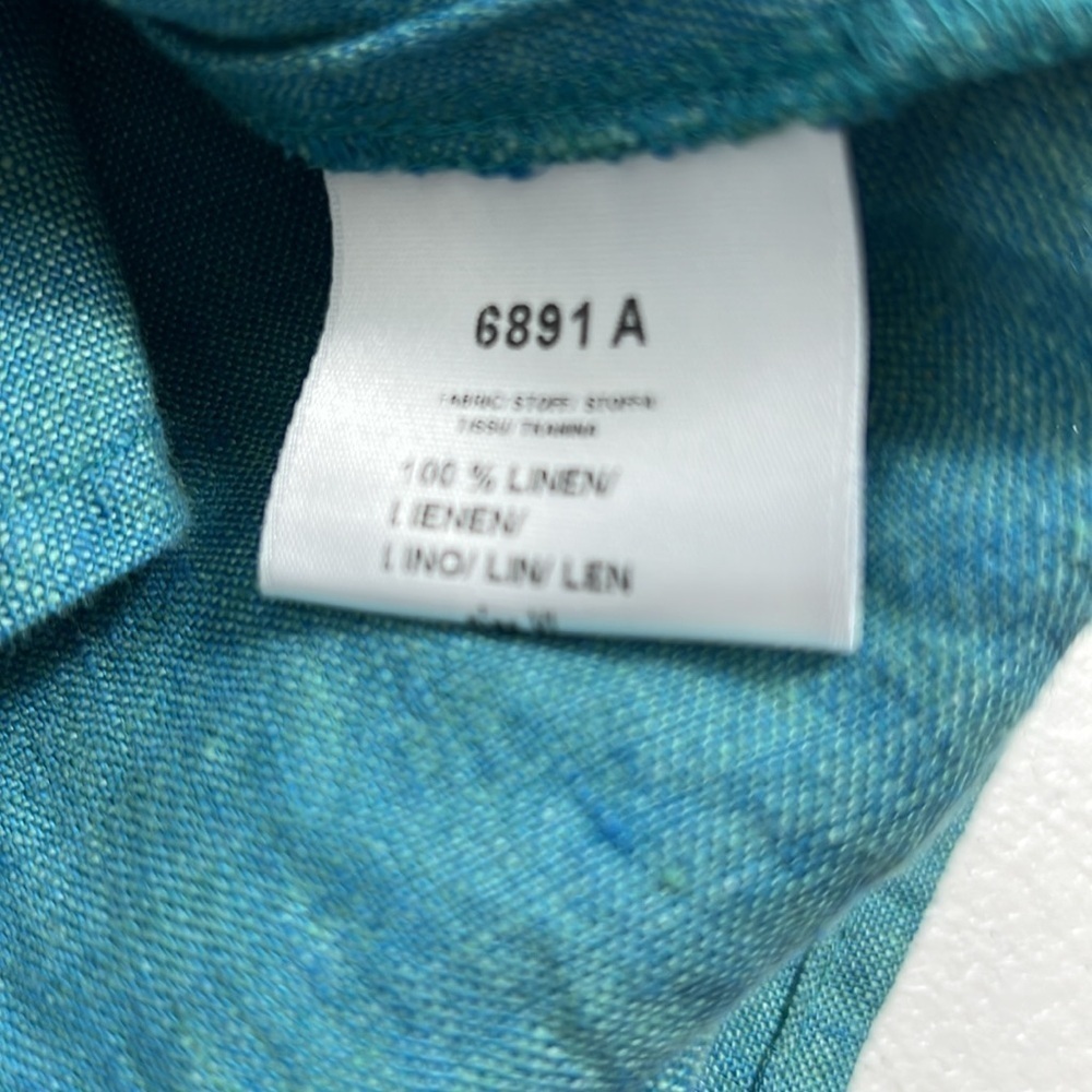 Yuvita Linens Sz XL Midi Cowl Neck Linen Sleeveless Dress Blue/Green Lagenlook - Picture 9 of 11